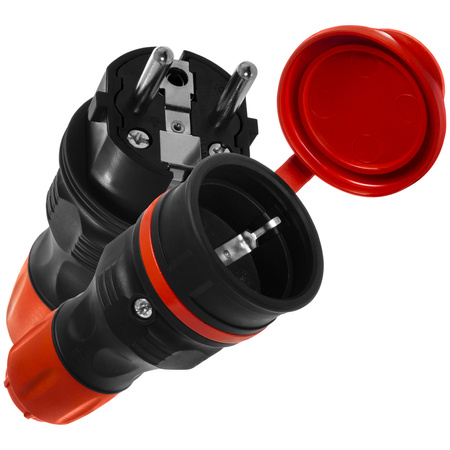 Zestaw przyłączeniowy z wtyczką WT-54 i gniazdem GN-44 250V Schuko czarno-czerwony W-98862