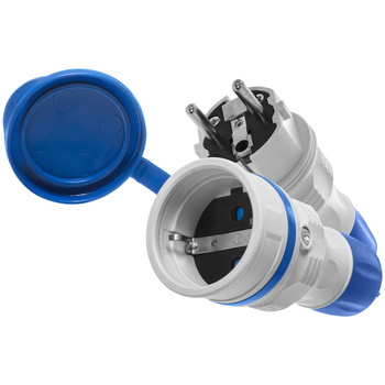 Zestaw przyłączeniowy z wtyczką WT-54 i gniazdem GN-44 250V Schuko szaro-niebieski W-98864