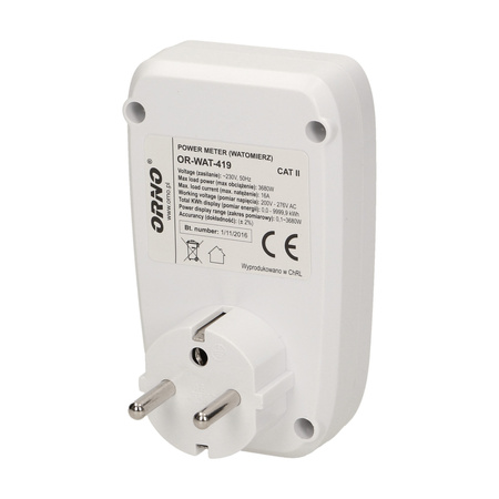Watomierz. kalkulator energii z wyświetlaczem LCD OR-WAT-419