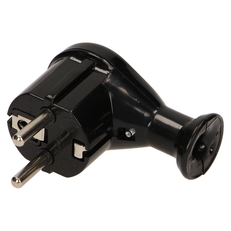 Wtyczka kątowa 2P+Z Schuko. czarna WT-50/CZARNY