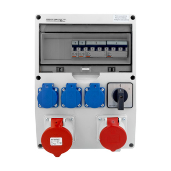 Zabezpieczona rozdzielnica budowlana TD-S 32A 16A erbetka 3x230V z łącznikiem krzywkowym 0-1 Doktorvolt DV-0281-D