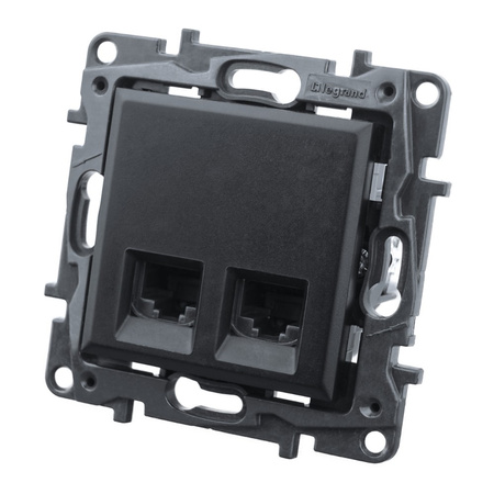 Gniazdo komputerowe podwójne RJ45 czarne Niloe Step 863560