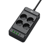 Listwa przepięciowa 4x gniazdo Schuko 3x USB-A 1x USB-C czarna W-00355