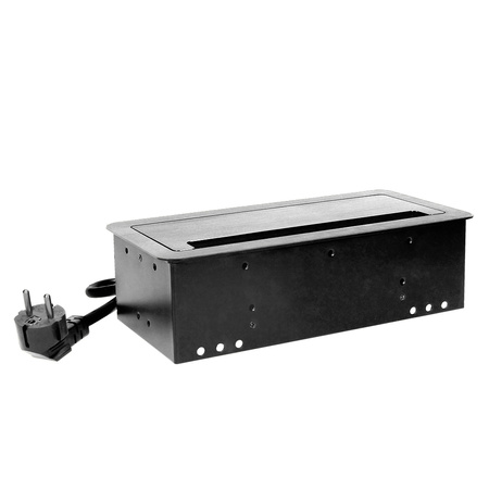 Gniazdo meblowe wpuszczane w blat z płaskim frezowanym rantem. szczotką przeciwkurzową. ładowarką USB i przewodem 1.5m.... OR-AE-13125/B(GS)