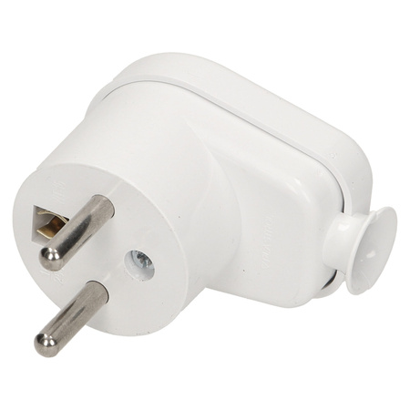 Wtyczka kątowa 2P+Z. biała WT-16/BIAŁY