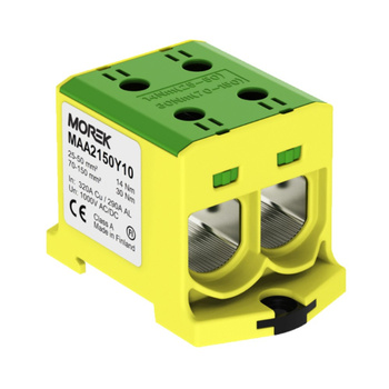 Morek Złączka szynowa do łączenia przewodów 25-150mm² 2xAl/Cu OTL 150-2 żółto-zielony zacisk uniwersalny MAA2150Y10