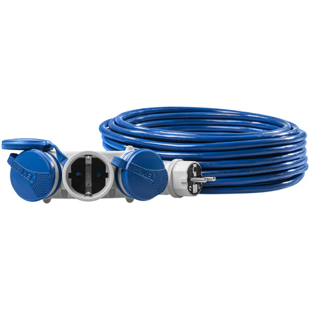 Przedłużacz trójdrożny 25m 250V 16A Schuko 3×2P+Z H07BQ-F 3×1,5 mm² IP44 W-01201