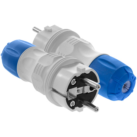 Wtyczka rozbieralna prosta WT-54 IP54 2P+Z 16A 250V Uni-Schuko szaro-niebieska W-97976