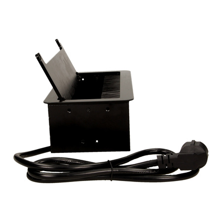 Gniazdo meblowe wpuszczane w blat z płaskim frezowanym rantem. szczotką przeciwkurzową. ładowarką USB i przewodem 1.5m.... OR-AE-13125/B