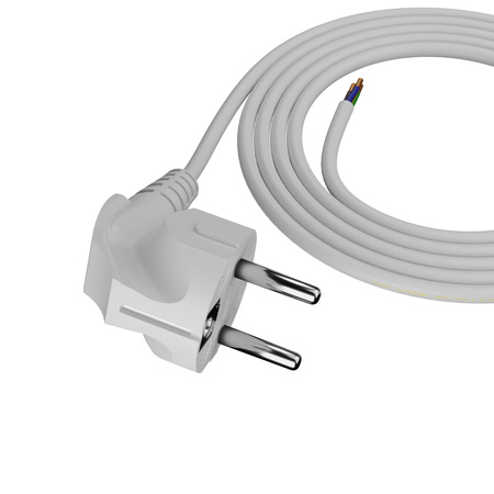 Przewód przyłączeniowy 1,5m z wtyczką kątową Uni-Schuko 250V 16A 3x1 mm² OMY PP-50 biały W-97165