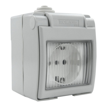 Gniazdo pojedyncze schuko natynkowe IP55 hermetyczne szare M-L 1570.D