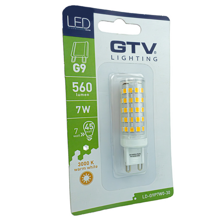 Żarówka LED G9 7W 3000K ciepła barwa 560lm GTV 1344