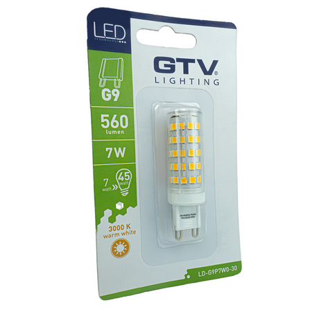 Żarówka LED G9 7W 3000K ciepła barwa 560lm GTV LD-G9P7W0-30