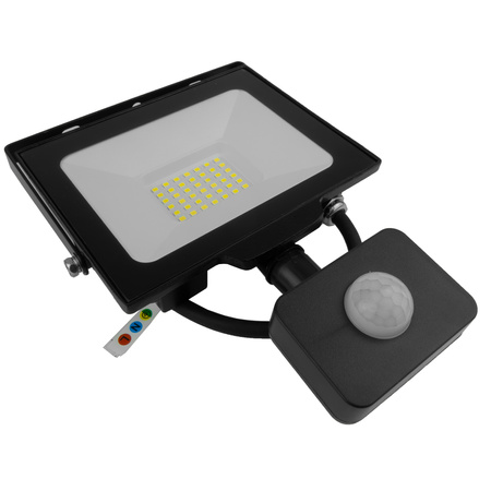 Naświetlacz LED 30W z czujnikiem ruchu czarny IP65 oświetlenie zewnętrzne 3000lm GT-GCR30W-64
