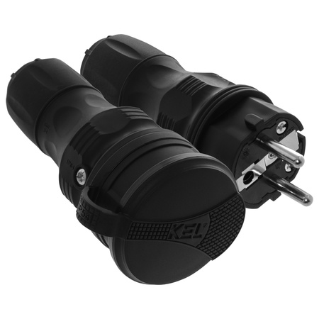Zestaw przyłączeniowy z wtyczką WT-54 i gniazdem GN-44 250V Schuko czarny W-98861