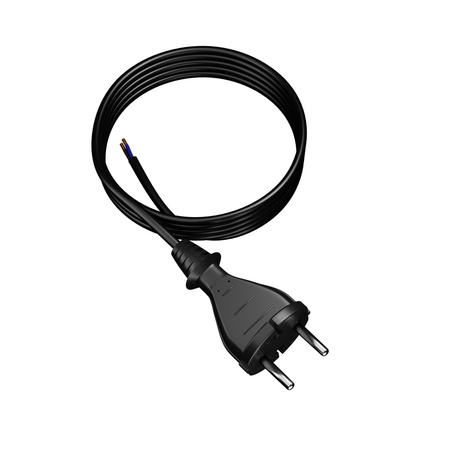 Przewód przyłączeniowy 3m z wtyczką prostą TYP E 230V 16A 2×1 mm² H05RR-F PP-21 czarny W-97188