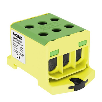 Złączka szynowa 1,5-50mm2 żół-ziel 6otwor AL/CU TH35 3P Morek MAA3050Y10