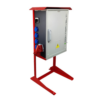 Rozdzielnica budowlana OS-S/FI SET 2x32A 1x16A CEE MENNEKES z gniazdami 8x230V na stojaku wyłącznik różnicowy rozdzielnia elektryczna przenośna na budowę skrzynka elektryczna z zabezpieczeniem Doktorvolt DV-8379-D