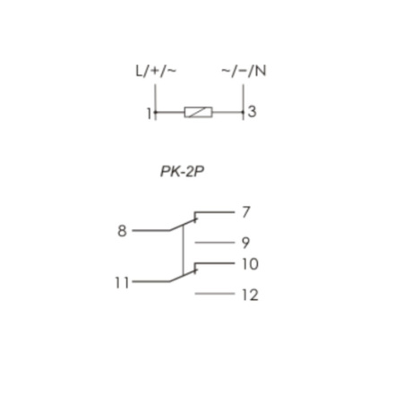 Przekaźnik elektromagnetyczny PK-2P-230V na szynę zielona lampka F&F PK-2P/230V