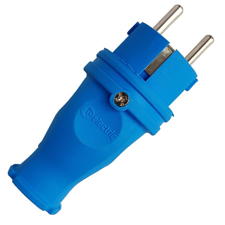 Wtyczka gumowa prosta 16A 230V IP44 Uni-Schuko niebieska 3101-303-0900