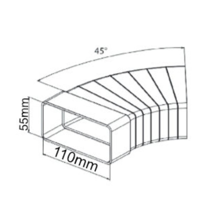 Kolano poziome wielokątne 45° do kanału 110x55mm airRoxy 02-404
