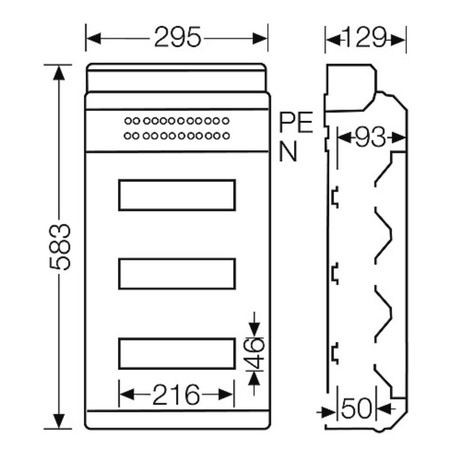 Rozdzielnica modułowa hermetyczna 3x12 natynkowa IP54 Hensel KV3536 Zacisk Pe/N