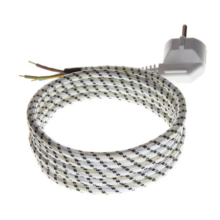 Przewód przyłączeniowy 2m z wtyczką kątową Uni-Schuko 250V 16A PPJ biało-czarny T-10873