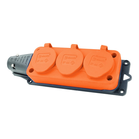 Listwa zasilająca 3 gniazda 16A 230V bez kabla pomarańczowa Schuko 3101-308-2300