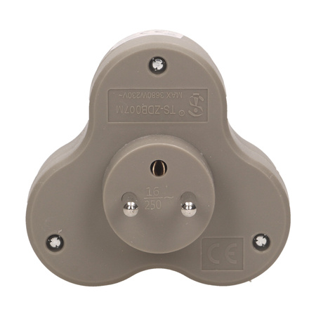 Rozgałęźnik 3x2P+Z. szary OR-AE-13134/G