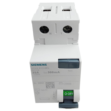 SIEMENS Wyłącznik różnicowoprądowy 25A 2P 300mA Typ AC VDE RCD 5SV4612-OKL