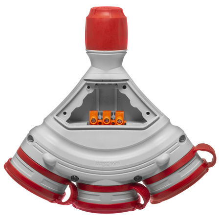 Trójdrożne gniazdo Schuko IP44 3×2P+Z 16A 250V szaro-czerwone GN-X3/44S W-01163