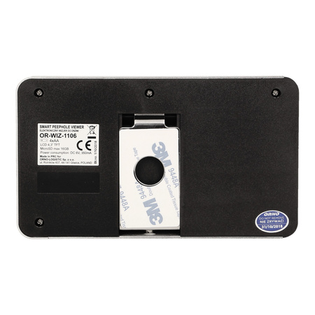 Elektroniczny wizjer do drzwi 4.7" z funkcją nagrywania na kartę Micro SD. czujnikiem ruchu i menu w 9 językach. bateryjny OR-WIZ-1106