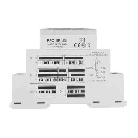 Przekaźnik dwuczasowy jednofunkcyjny 1P 12-240V 1- funkcja 8 zakresów Relpol RPC-1IP-UNI