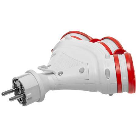 Rozgałęźnik przenośny szaro-czerwony R-X3/44S IP44 3×2P+Z 16A 250V Schuko W-01159