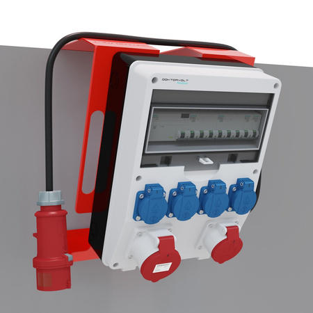 Rozdzielnica budowlana na stojaku zabezpieczenia Siemens pTD-S/FI SET przenośna z gniazdami 16A 32A CEE MENNEKES 4x230V rozdzielnia elektryczna na budowę skrzynka elektryczna z zabezpieczeniem Doktorvolt DV-6160-D