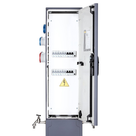 Słupek dystrybucyjny 2x16A 5P 400V rozdzielnica elektryczna z przyłączem wodnym 4x16A 2p+E 230V 2x16A 3P 230V CV-CAMP DV-2209-D