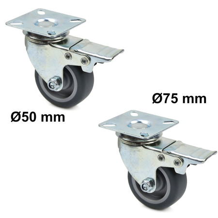 Koło obrotowe skrętne z hamulcem PP/TPR 50mm lub 75 mm G71511