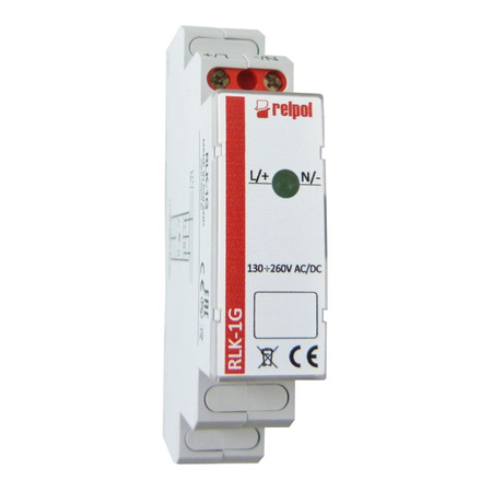 Kontrolka sygnalizacyjna 1-fazowa zielona na szynę TS35 250V RLK-1G Relpol 863027