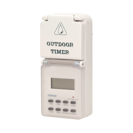 Elektroniczny programator czasowy. 8 programów. IP44 OR-PRE-432