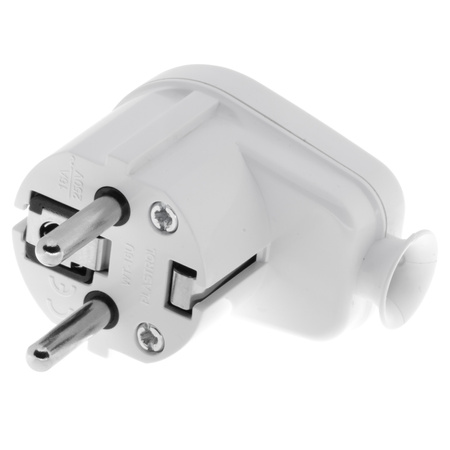 Wtyczka kątowa rozbieralna Uni-Schuko 230V 16A biała W-10105