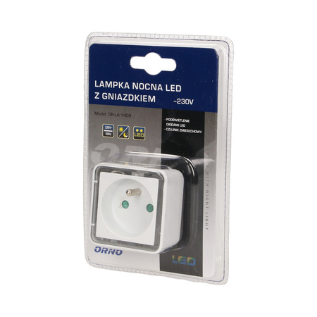 Lamka nocna LED z gniazdem sieciowym OR-LA-1408