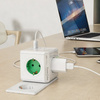 Allocacoc listwa zasilająca kostka PowerCube Extended 4x250V Schuko 2xUSB przedłużacz 1,5 m 1402GN/DEEUPC