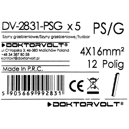Szyna łączeniowa grzebieniowa PS/G 4-fazowa 12-modułowa 16mm2 DV-2831-PSG