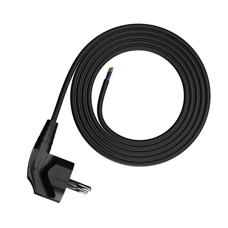 Przewód przyłączeniowy 1m z wtyczką kątową Uni-Schuko 250V 16A 3x1 mm² OMY PP-50 czarny W-97164