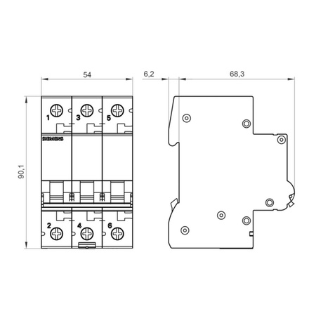 SIEMENS Wyłącznik nadprądowy B10A, 10kA 3P bezpiecznik 5SL4310-6