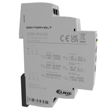 Wielofunkcyjny przekaźnik czasowy 12-240V AC DC ELKO CRM-161