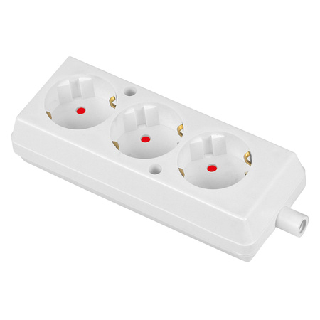 Gniazdo przenośne potrójne 3x 250V Schuko białe T-10988