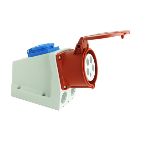 Gniazdo ścienne Combo 5-biegunowe CEE 16A IP44 Schuko 230V 3105-600-1600