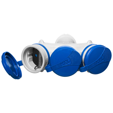 Rozgałęźnik przenośny szaro-niebieski R-X3/44S IP44 3×2P+Z 16A 250V Schuko W-01161