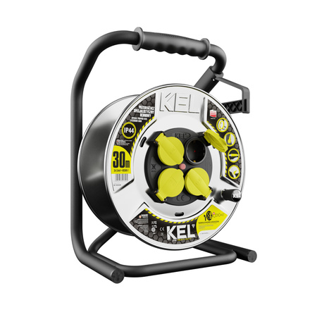 Przedłużacz bębnowy 30m HEAVY LINE z metalowym bębnem i 4 gniazdami 230V W-99449
